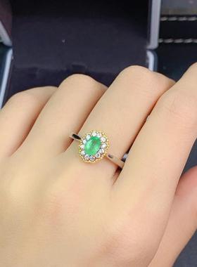 小清新女开口戒指镶钻皇家蓝双色