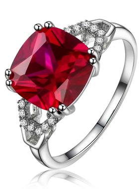 臻荣欧美蓝宝石戒指镀925银镶嵌