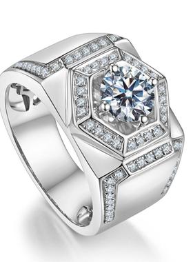 镀S925莫桑石铂金钻戒可定制18k