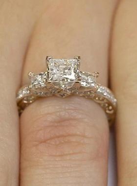 臻荣wish新款镀18k黄金公主方钻