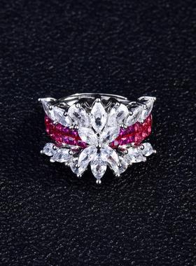 爆款奢华无边镶彩虹桥戒指微镶