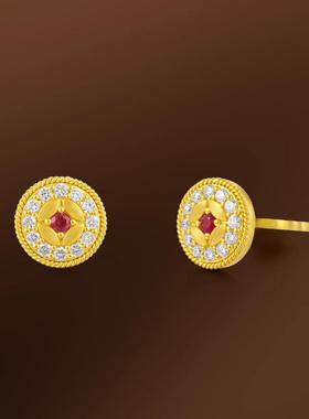 财运连连钱多多戒指镀真金镶钻