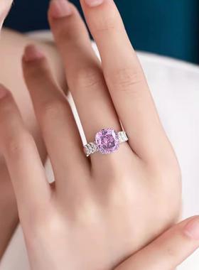 精工镶嵌冰花切烟灰锆戒指简约