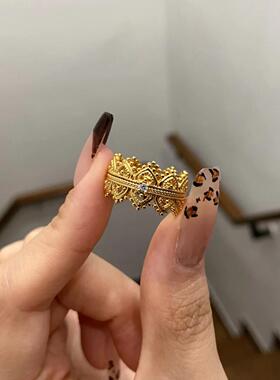 新中式花边蕾丝皇冠戒指轻奢复古