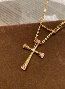 时尚轻奢爱与救赎粉色爱心十字架