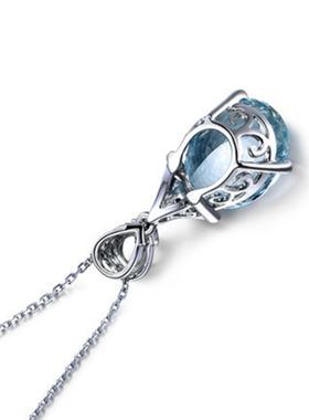 欧美合成克拉海蓝宝吊坠女镶钻