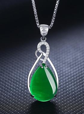 红刚玉吊坠玉髓宝石项链女绿玛瑙