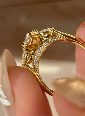 轻奢高级感气质大颗马眼锆石戒指