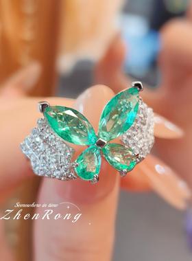 轻奢仙气幻影蝴蝶戒指镶嵌高碳钻