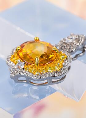 仿天然黄水晶吊坠女镀金双色日韩