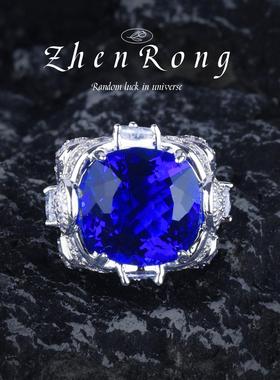 新款皇家蓝宝石吊坠项链大克拉