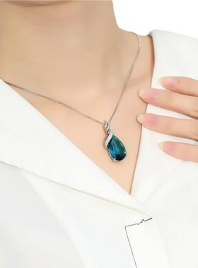 臻荣镀925银时尚饰品水滴形宝石