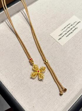十字金刚杵长款毛衣链项链女轻奢