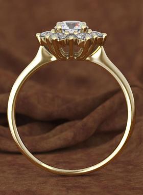 臻荣wish新款创意镶钻雪花戒指