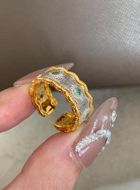 意大利织纹雕金拉丝工艺中古