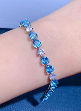 新款仿天然瑞士蓝托帕石高级手链