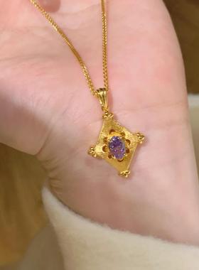 法式复古九紫离火紫钻鸢尾花拉丝