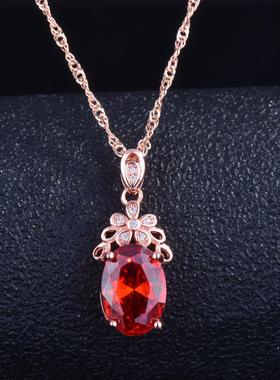 新款仿真摩根石项链女火彩璀璨