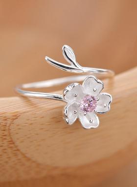 韩版新款樱花戒指女日韩银饰品