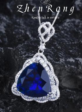 奢华红宝石吊坠项链皇家蓝戒指