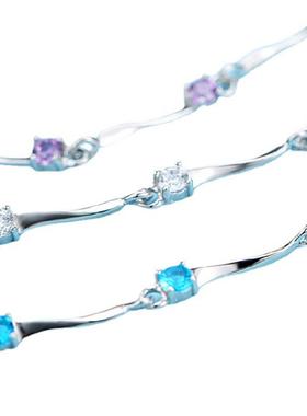 臻荣镀925银竹节手链女士韩版