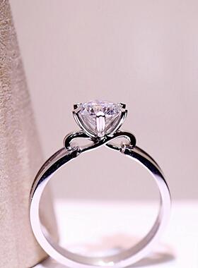 爆款仿莫桑钻戒指女丝带镂空一