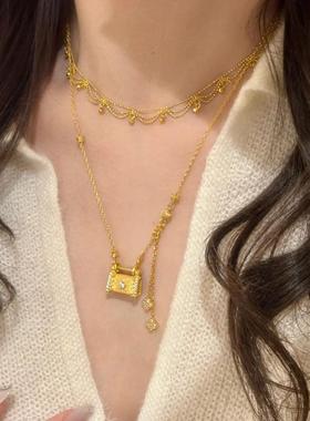 古法沙金工艺国潮风镶钻四叶草