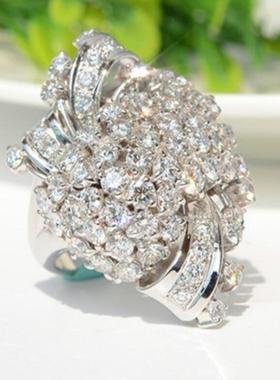 臻荣wish新款花朵镶嵌锆石戒指