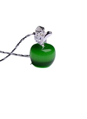 铜镀银项链女短款锁骨苹果猫眼石