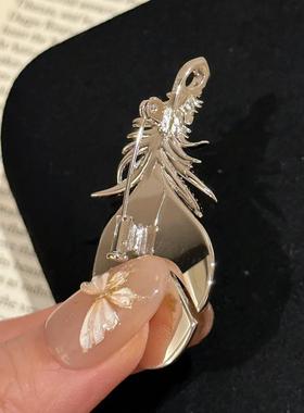 时尚气质拉丝羽翼胸针吊坠羽毛