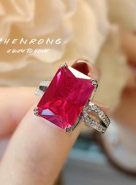 大克拉带棉祖母绿戒指简约冷淡风