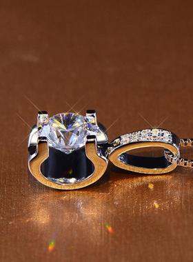 经典牛头项链镀18K白金D色仿