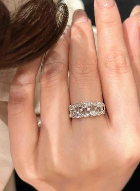 意大利拉丝工艺竖琴蕾丝排戒轻奢