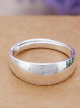 银戒指纯光面男女情侣一对戒活口