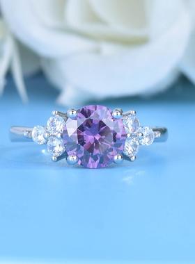 引流福利款1克拉紫钻戒指pt950