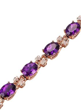 欧美奢华合成紫水晶手链18K金