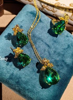 意大利复古拉丝工艺黄钻水滴吊坠