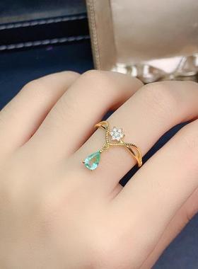 新款水滴彩宝活口戒指女网红