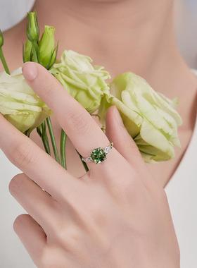 新款仿天然绿碧玺方钻戒指气质