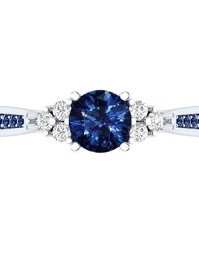 臻荣wish新品镶嵌蓝宝石锆石戒指