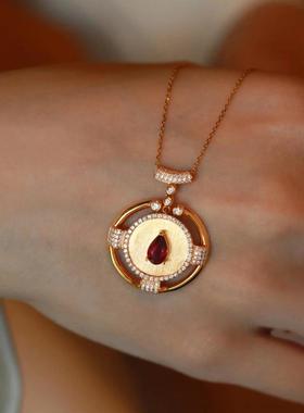 意大利布拉提高级拉丝红宝石吊坠
