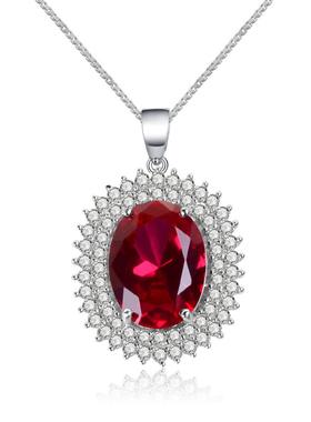 欧美微镶嵌鸽血红宝石项链锁骨链
