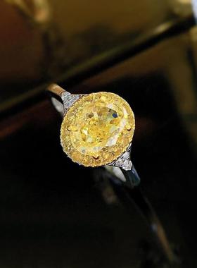 轻奢时尚简约蛋形黄钻戒指镶嵌