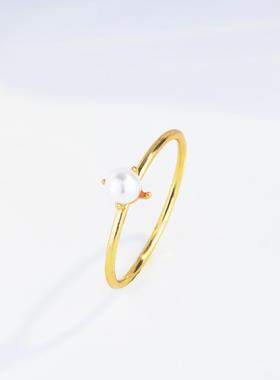 臻荣wish新款镀18k黄金镶嵌一颗