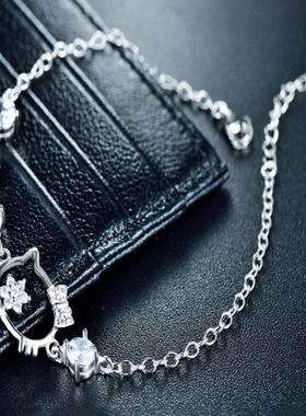 KT漫画猫手链韩版时尚镶彩色锆钻