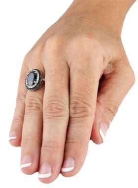 臻荣供货镶嵌黑色锆石戒指欧美