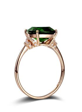 臻荣欧美镀18K玫瑰金祖母绿色