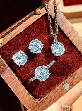 八角千禧玫瑰切帕拉伊巴项链吊坠