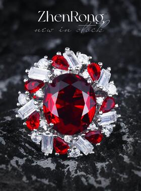 新款仿真鸽血红宝石套装夸张