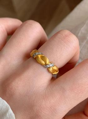 法式长发公主手工拉丝麻花辫戒指